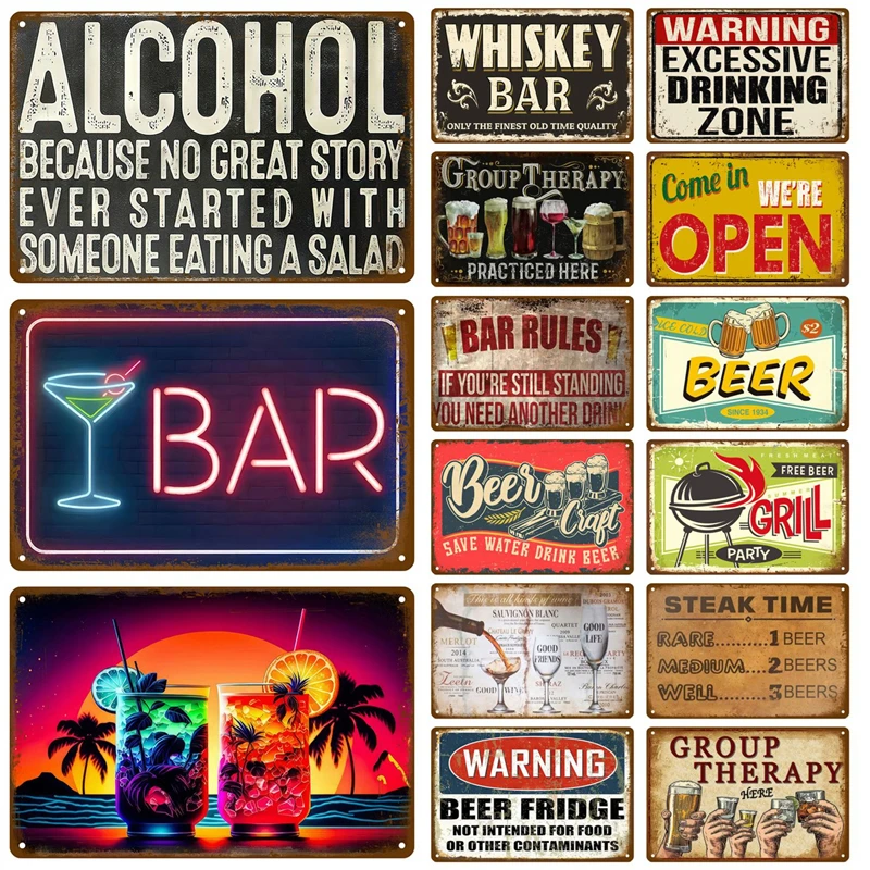 Wine Beer Pub - Beer Metal Sign Whiskey Wine Alcohol
