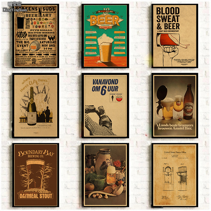 Wine Beer Pub - Vintage Beer Wine Drink Chart Collection