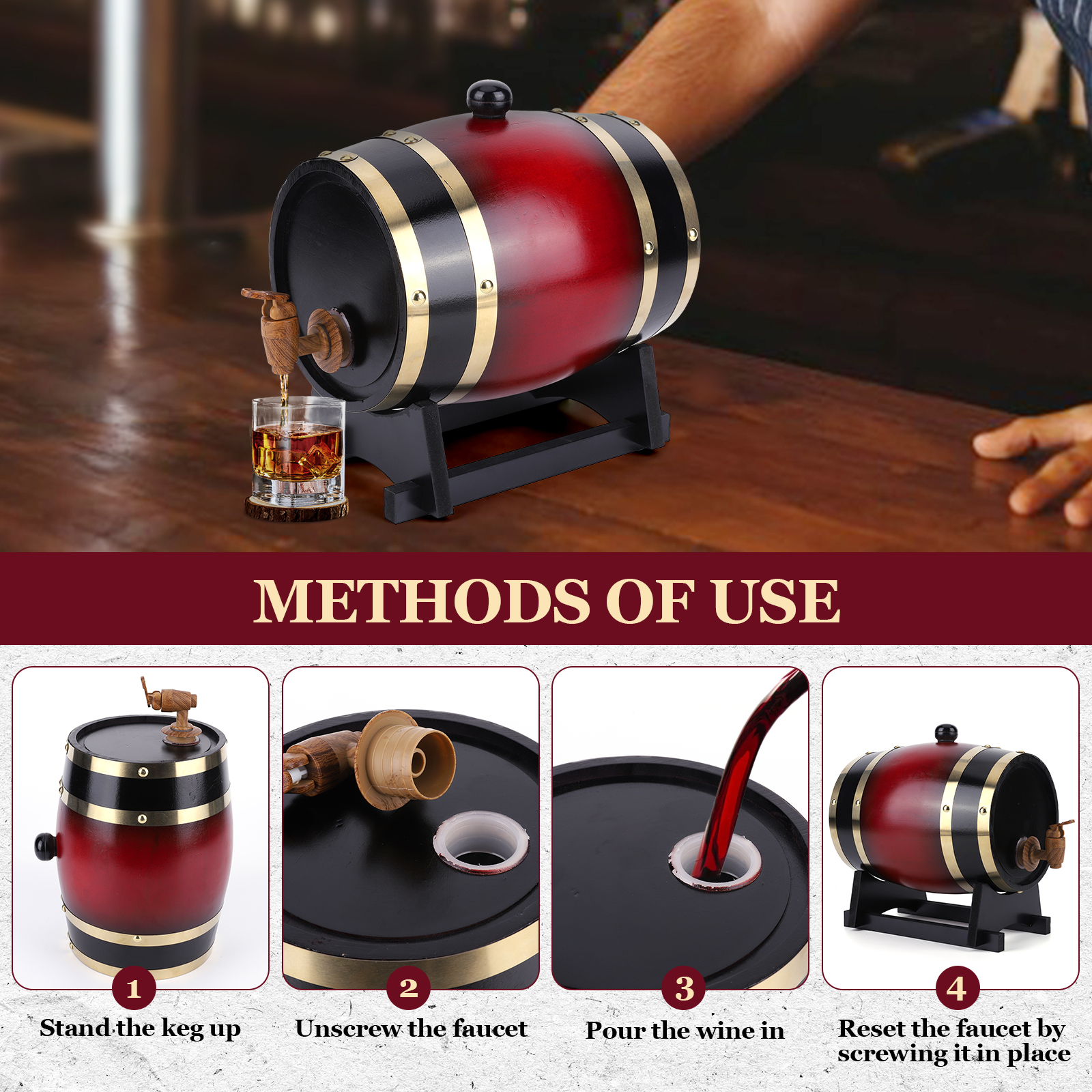 3L Wine Barrel With Faucet For – обзор и цена Wine Beer Rum