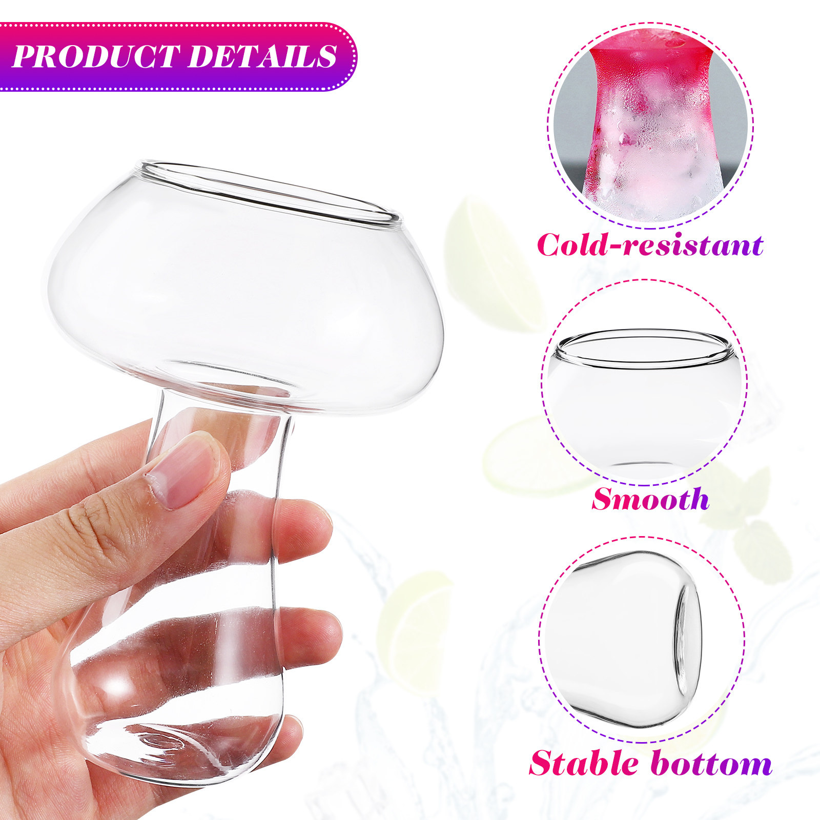 2Pcs Mushroom Glass Cup Transp – обзор и цена Wine Glass Set Crystal